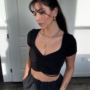 Zara Black Ruched Crop Top